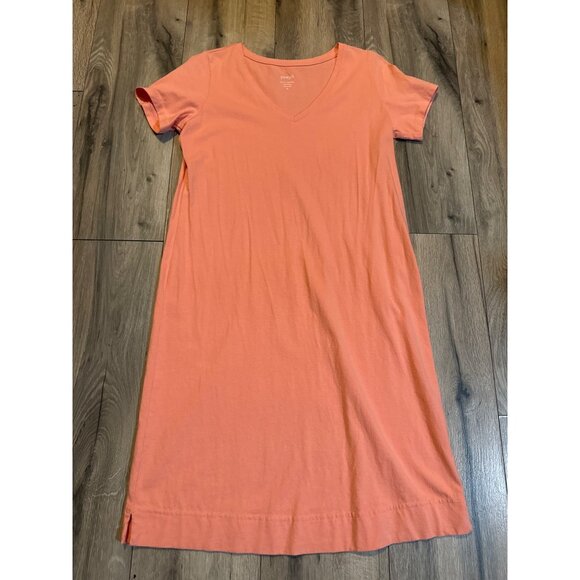 Pure Jill Womens XS V-Neck T-Shirt Dress 100% Cotton Coral Peach Short Sleeve Ca - Picture 1 of 6